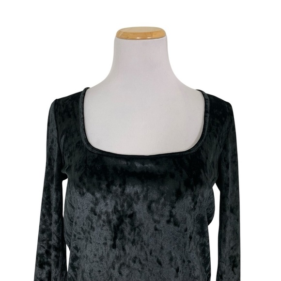 Vince Crushed Velvet Square Neck Top Womens M Black Romantic Velour Witchy Goth - Picture 3 of 16